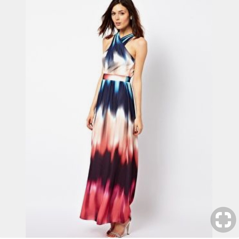 Warehouse Blurred Splash Print Maxi Dress